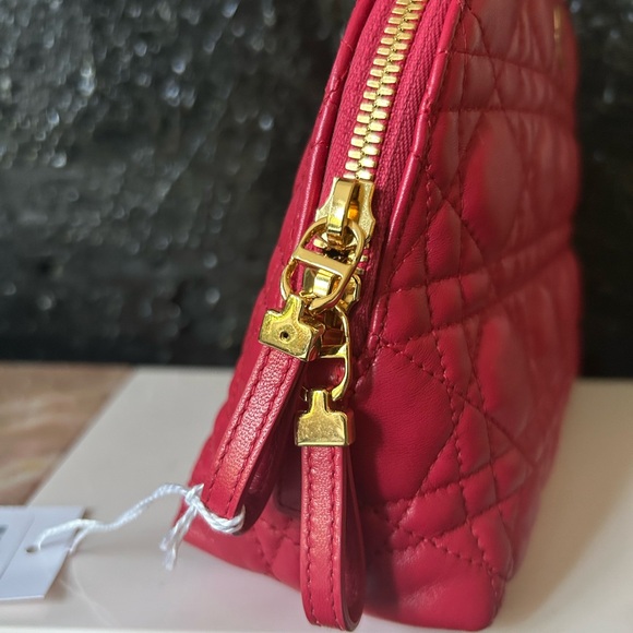 New DIOR Caro Lambskin Pouch ✨ Raspberry Lambskin - Picture 2 of 9